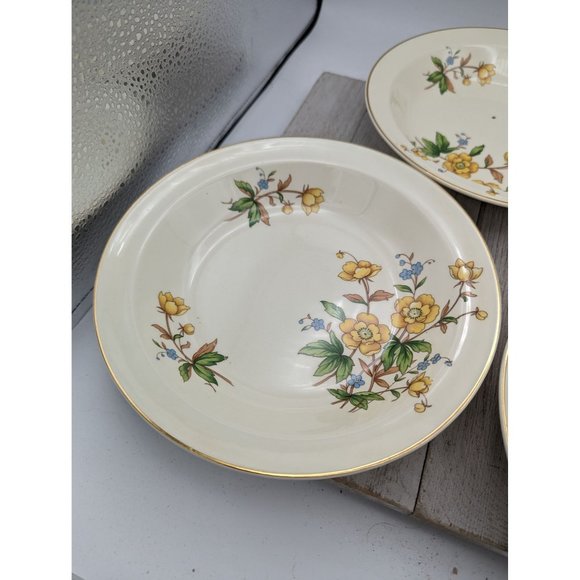 Vintage Set Taylor Smith Taylor Soup Cereal Bowl 7 3/4" Yellow Buttercups TST237 - Picture 3 of 8